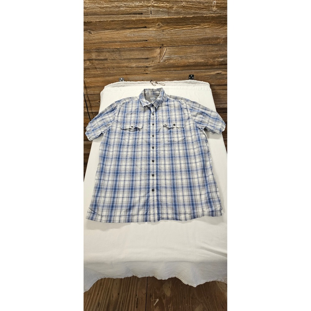 Croft & Barrow MenXXL Blue White Plaid Quick Dry Short Sleeve Button Down Shirt